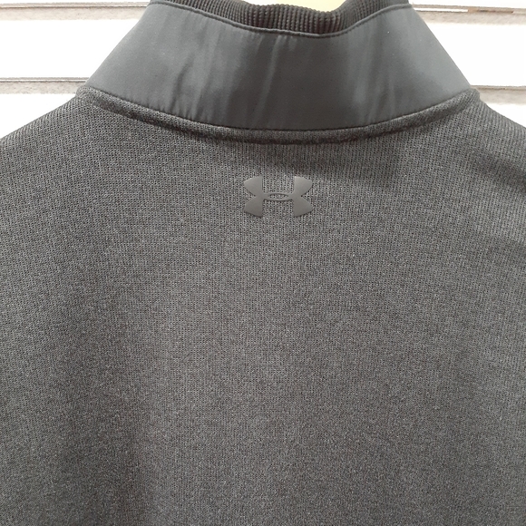 UNDER ARMOUR MENS STORM SWEATER FLEECE HEATHER SNAP MOCK SHIRT BLACK - Picture 8 of 9
